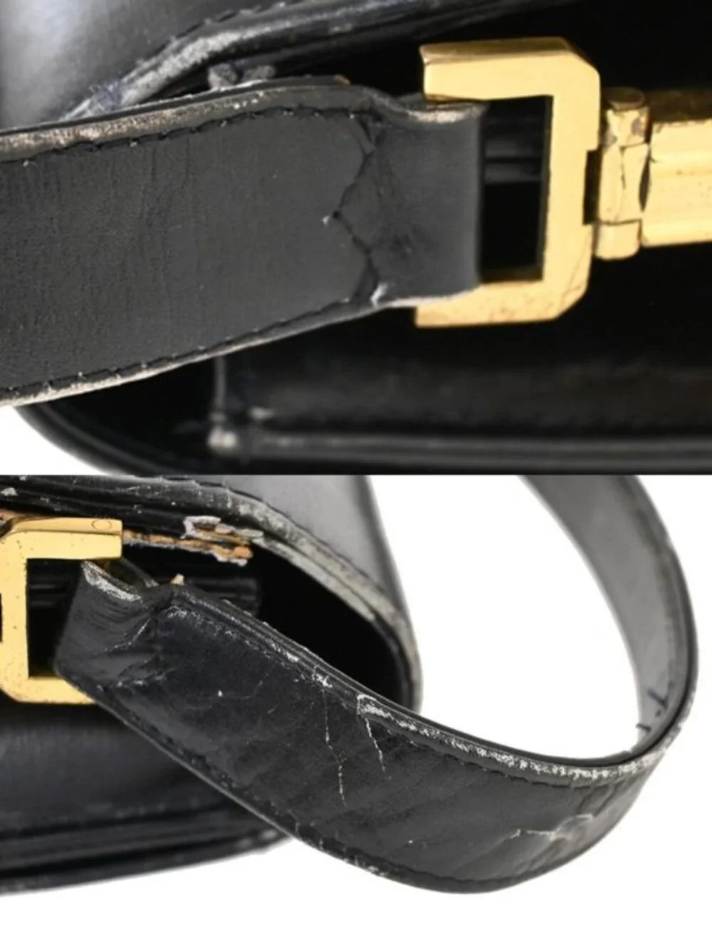 Celine Carriage Shoulder Bag Leather Black 67 Fa291 - Picture 8 of 15